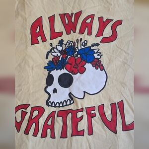 Grateful Dead (always grateful) holy moly mischief vintage logo tee skull flower